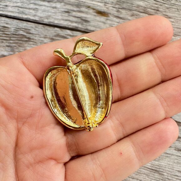 Fancy Apple Brooch Rhinestone Apple Brooch Teacher Jewelry Teacher Gift - Picture 3 of 3